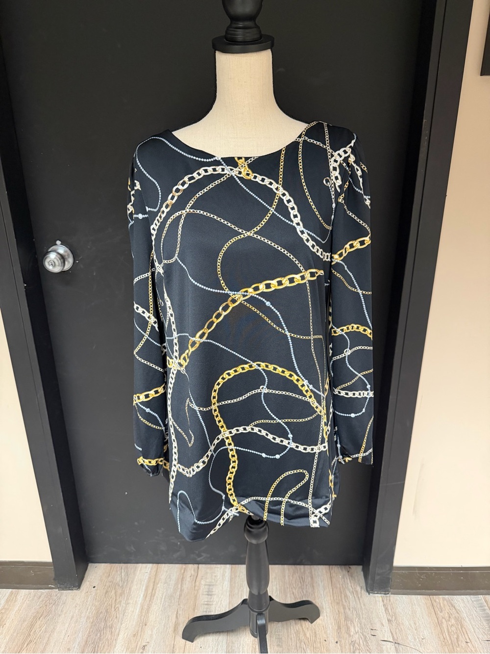 Frank Lyman Chain-Print Long Sleeve Dress